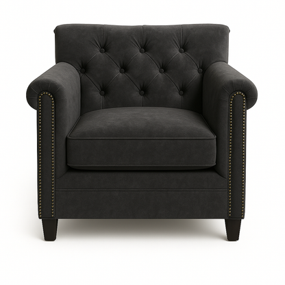 Fotoliu chesterfield TAN catifea GRI