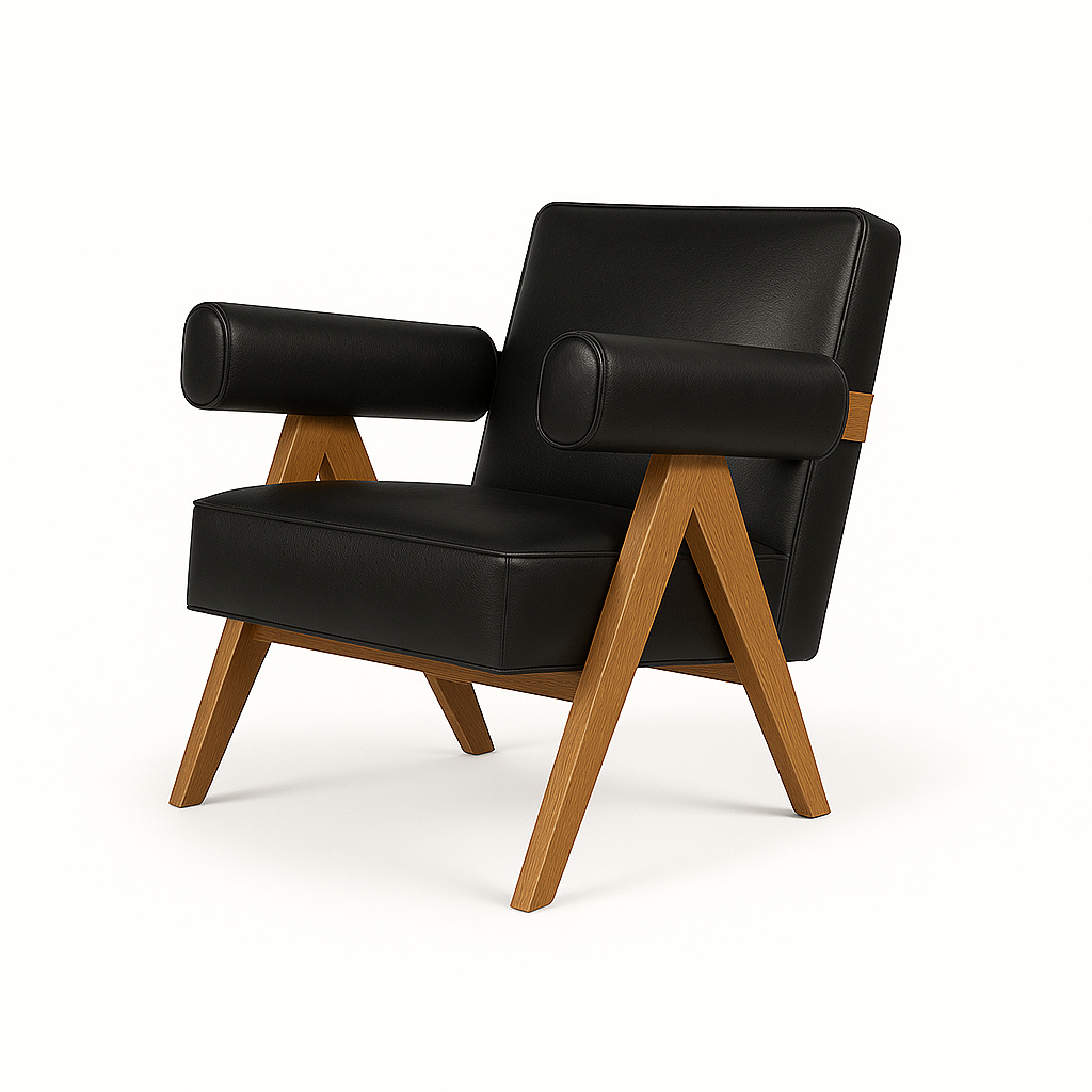 Fotoliu piele NEAGRA | model DANTE